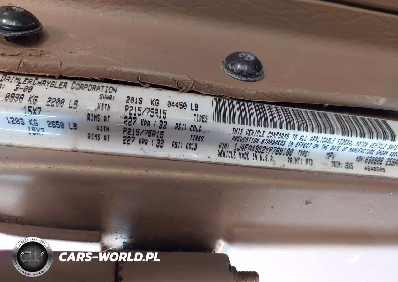 2000 Jeep Wrangler Sport VIN:1J4FA49S2YP769180 - 9