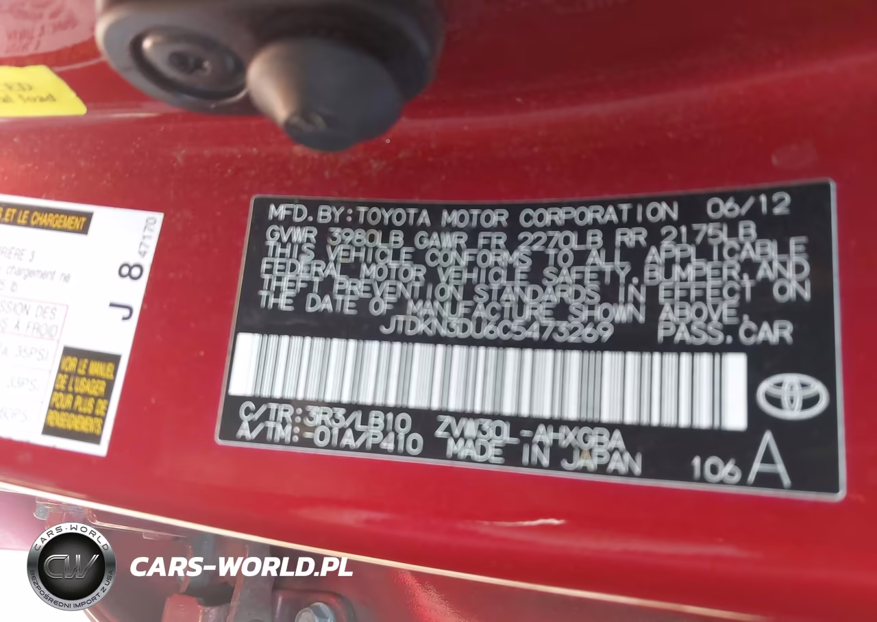 2012 Toyota Prius Four VIN:JTDKN3DU6C5473269 - 9