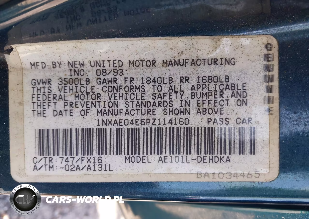 1993 Toyota Corolla VIN:1NXAE04E6PZ114160 - 9