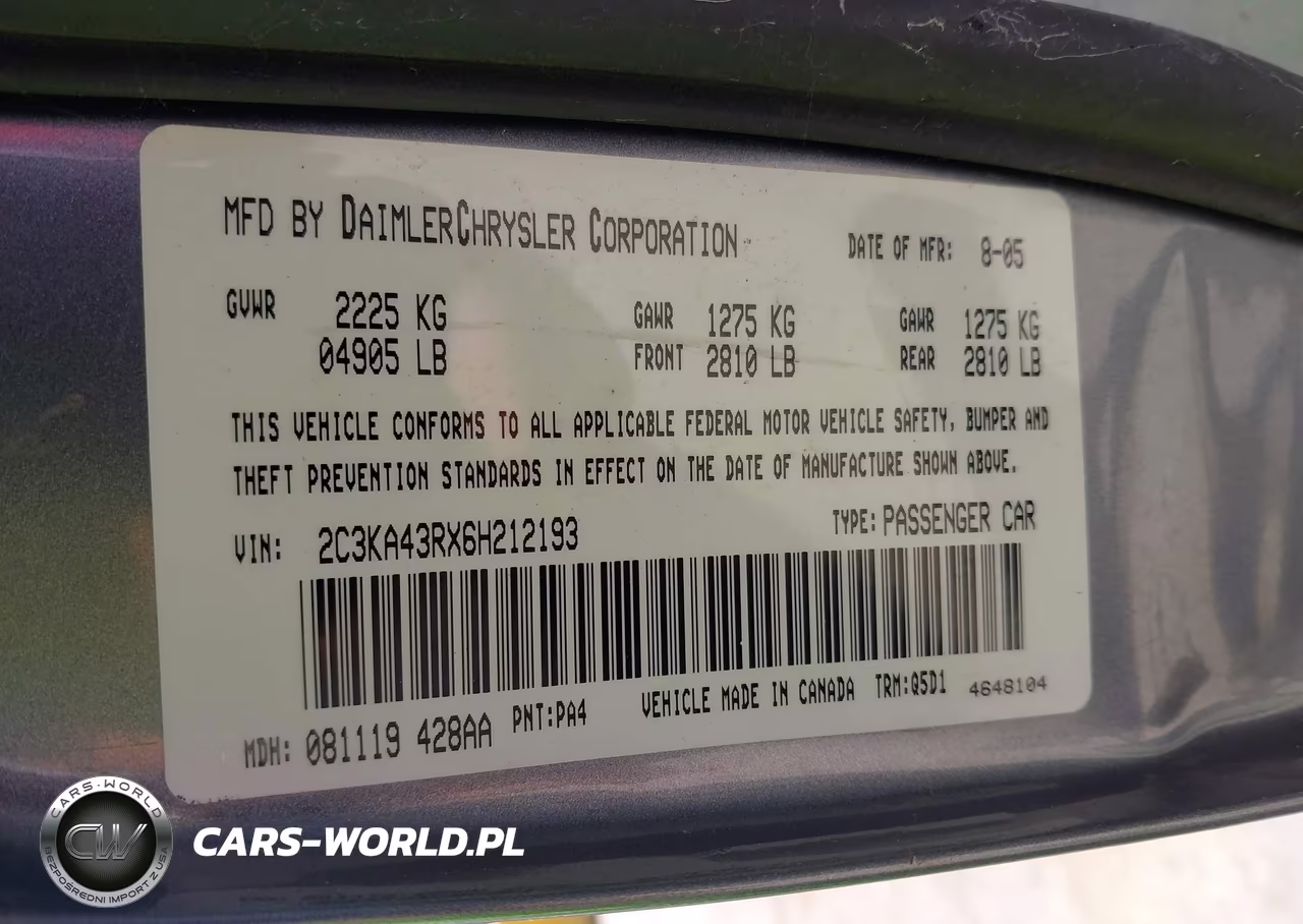 2006 Chrysler 300 VIN:2C3KA43RX6H212193 - 9