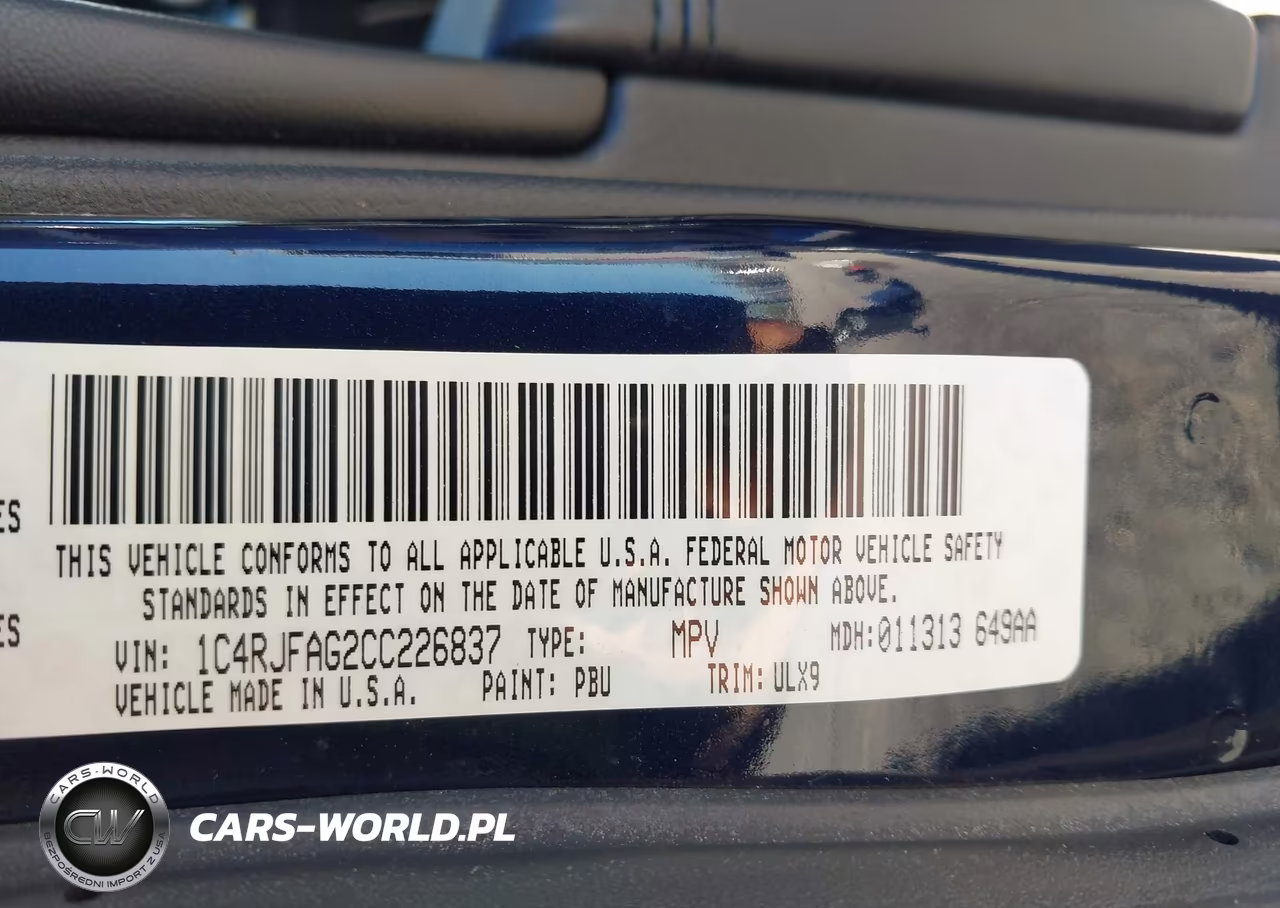 2012 Jeep Grand Cherokee Laredo VIN:1C4RJFAG2CC226837 - 9