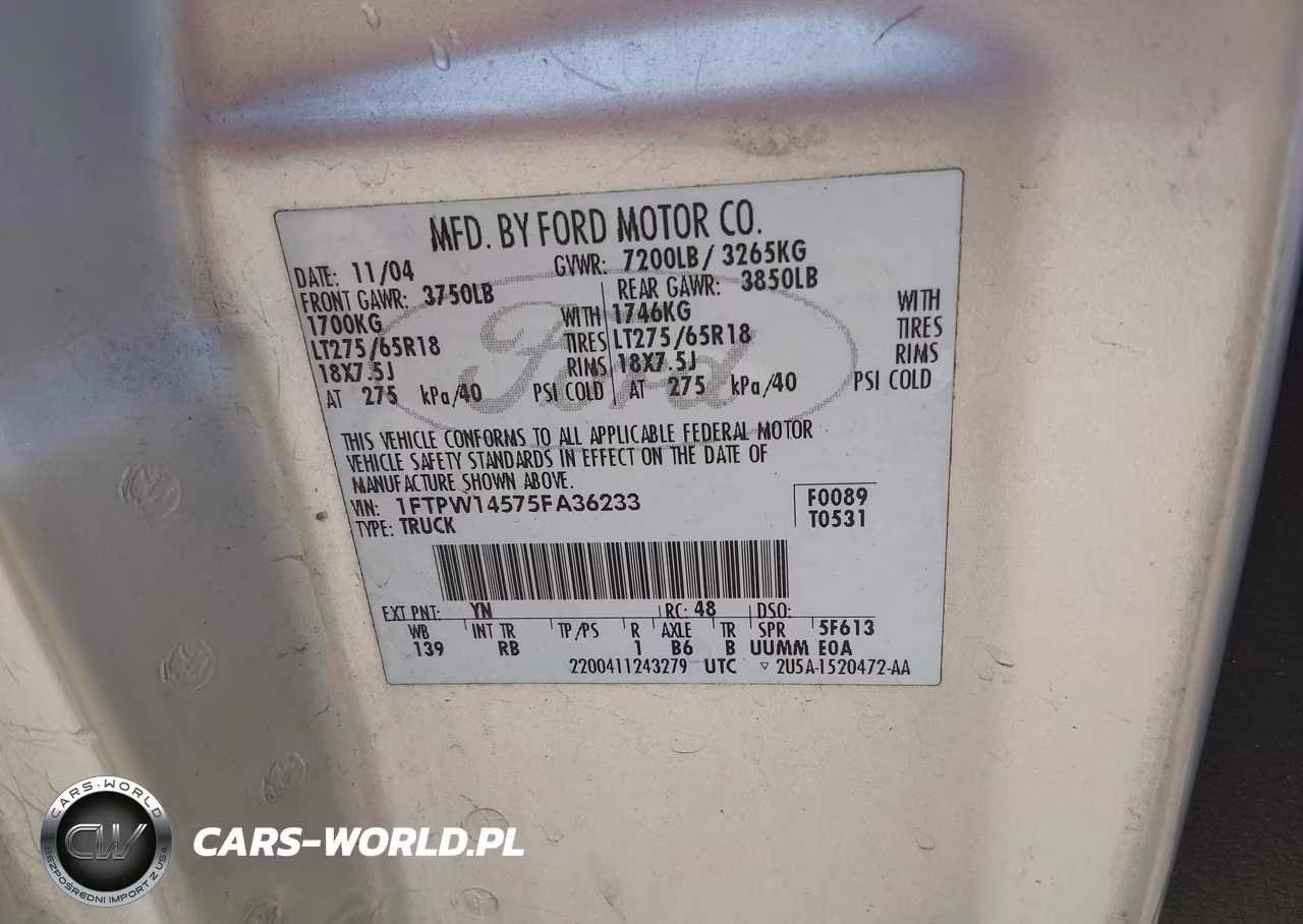 2005 Ford F-150 Fx4-Lariat-Xlt VIN:1FTPW14575FA36233 - 9