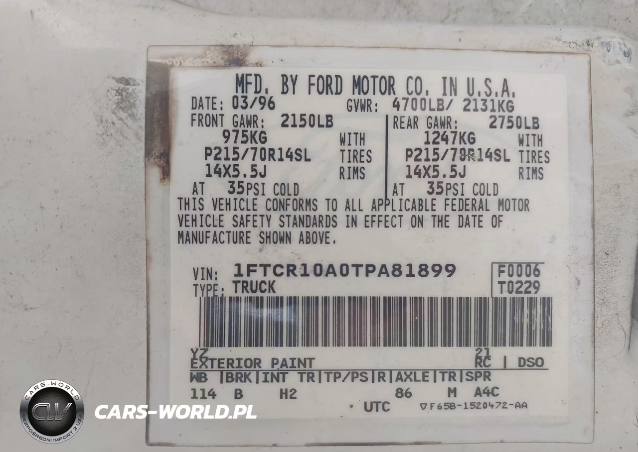 1996 Ford Ranger VIN:1FTCR10A0TPA81899 - 9