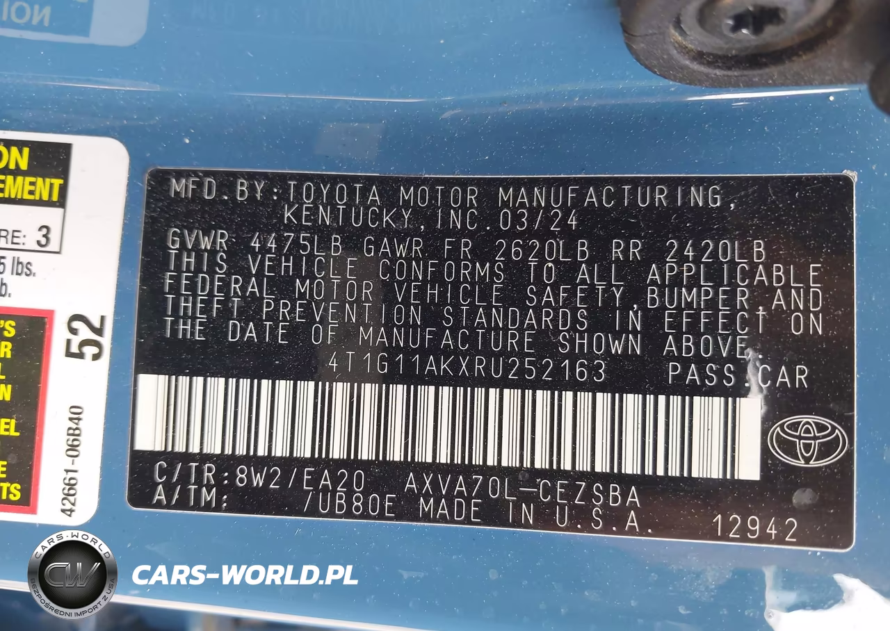 2024 Toyota Camry Se VIN:4T1G11AKXRU252163 - 9