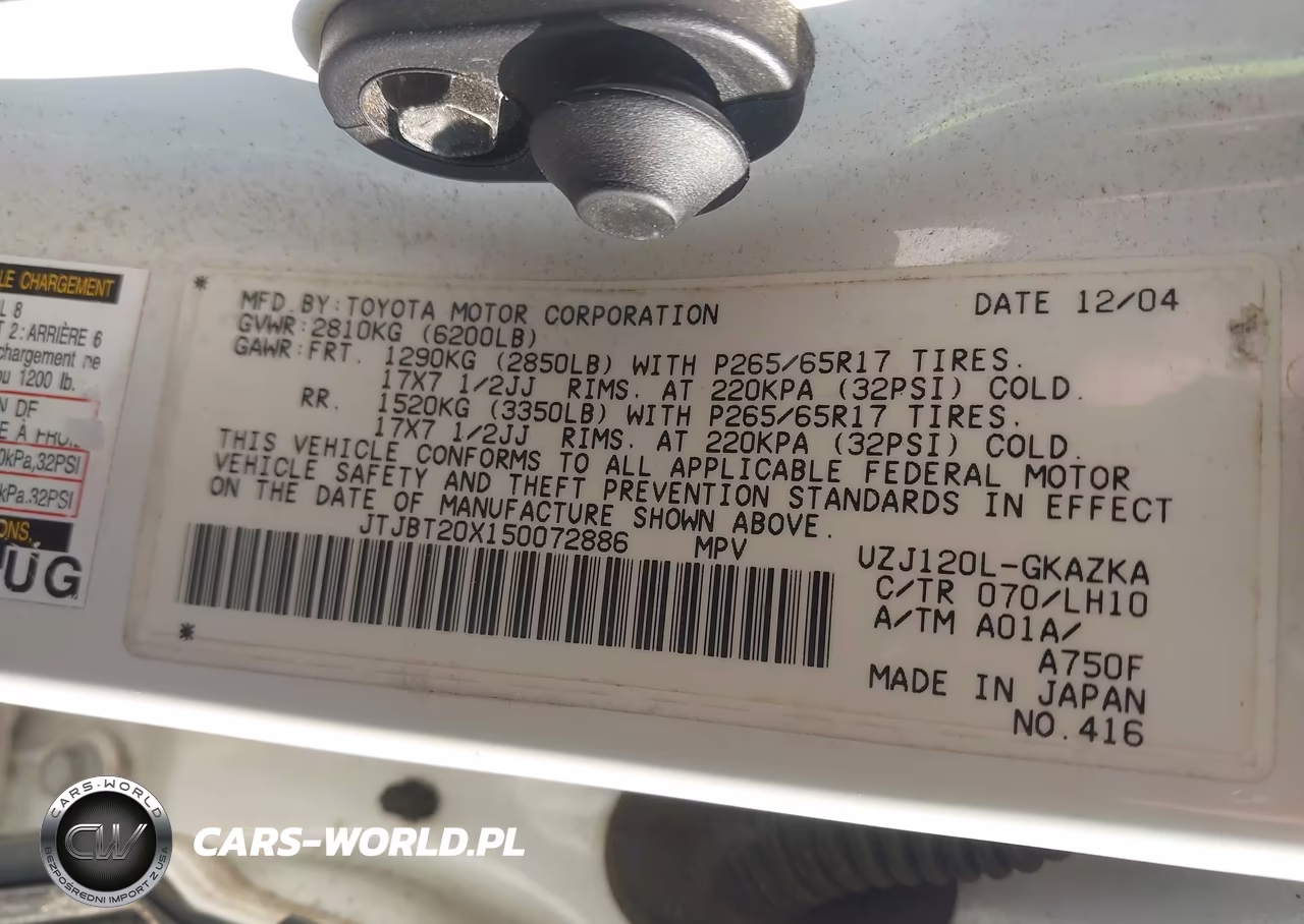 2005 Lexus Gx 470 VIN:JTJBT20X150072886 - 9