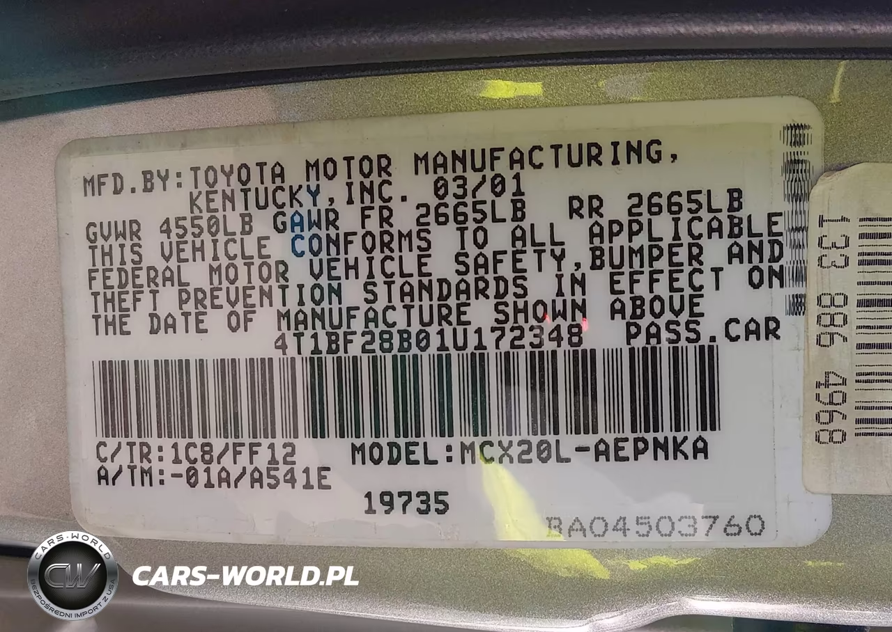 2001 Toyota Avalon Xl VIN:4T1BF28B01U172348 - 9