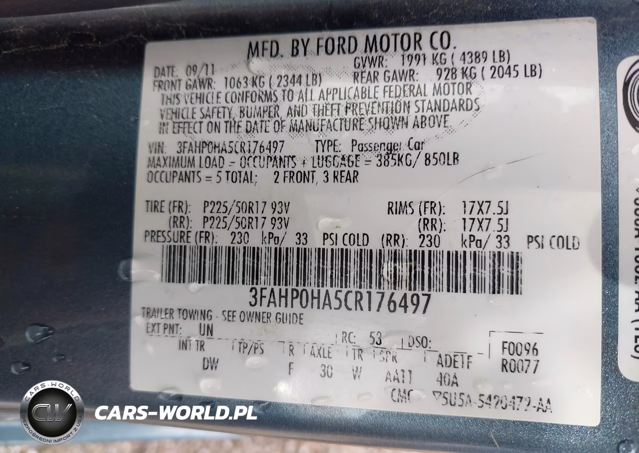2012 Ford Fusion Se VIN:3FAHP0HA5CR176497 - 9