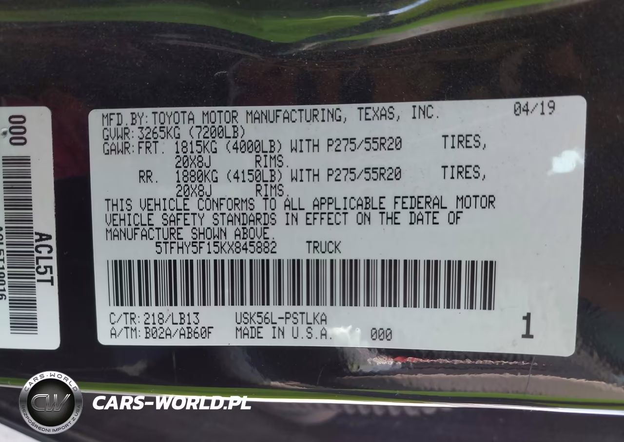 2019 Toyota Tundra Limited 5.7L V8 VIN:5TFHY5F15KX845882 - 9
