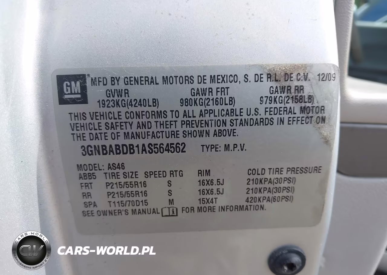2010 Chevrolet Hhr Lt VIN:3GNBABDB1AS564562 - 9