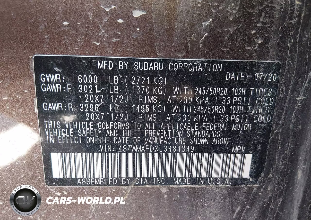 2020 Subaru Ascent Touring VIN:4S4WMARDXL3481349 - 9