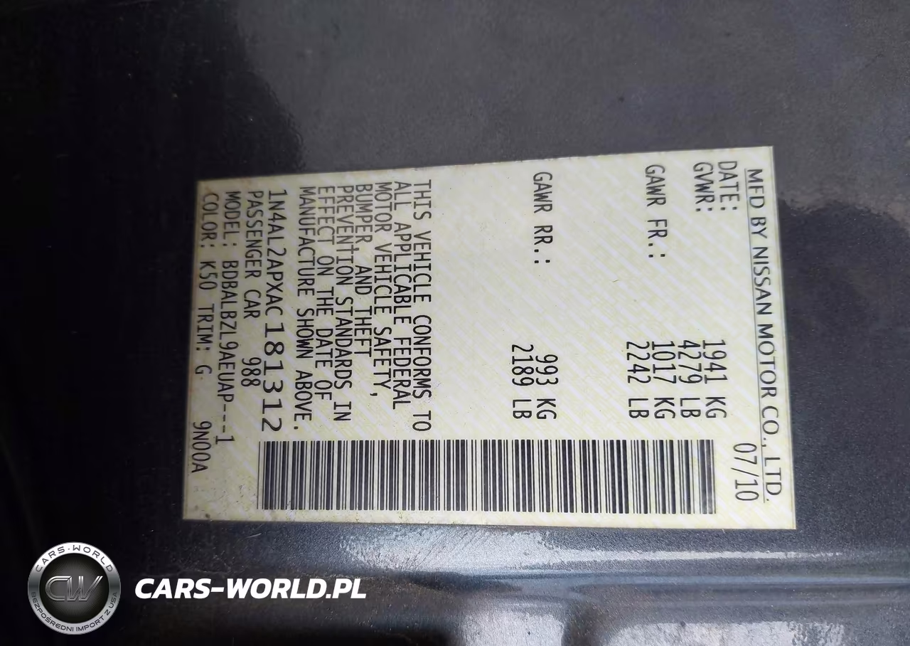 2010 Nissan Altima 2.5 S VIN:1N4AL2APXAC181312 - 9