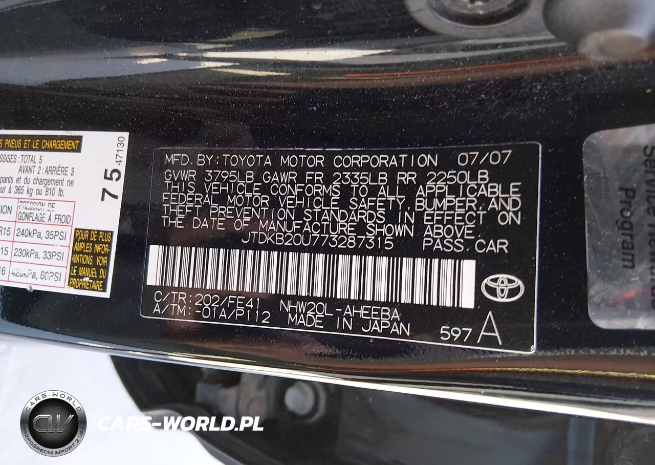 2007 Toyota Prius VIN:JTDKB20U773287315 - 9