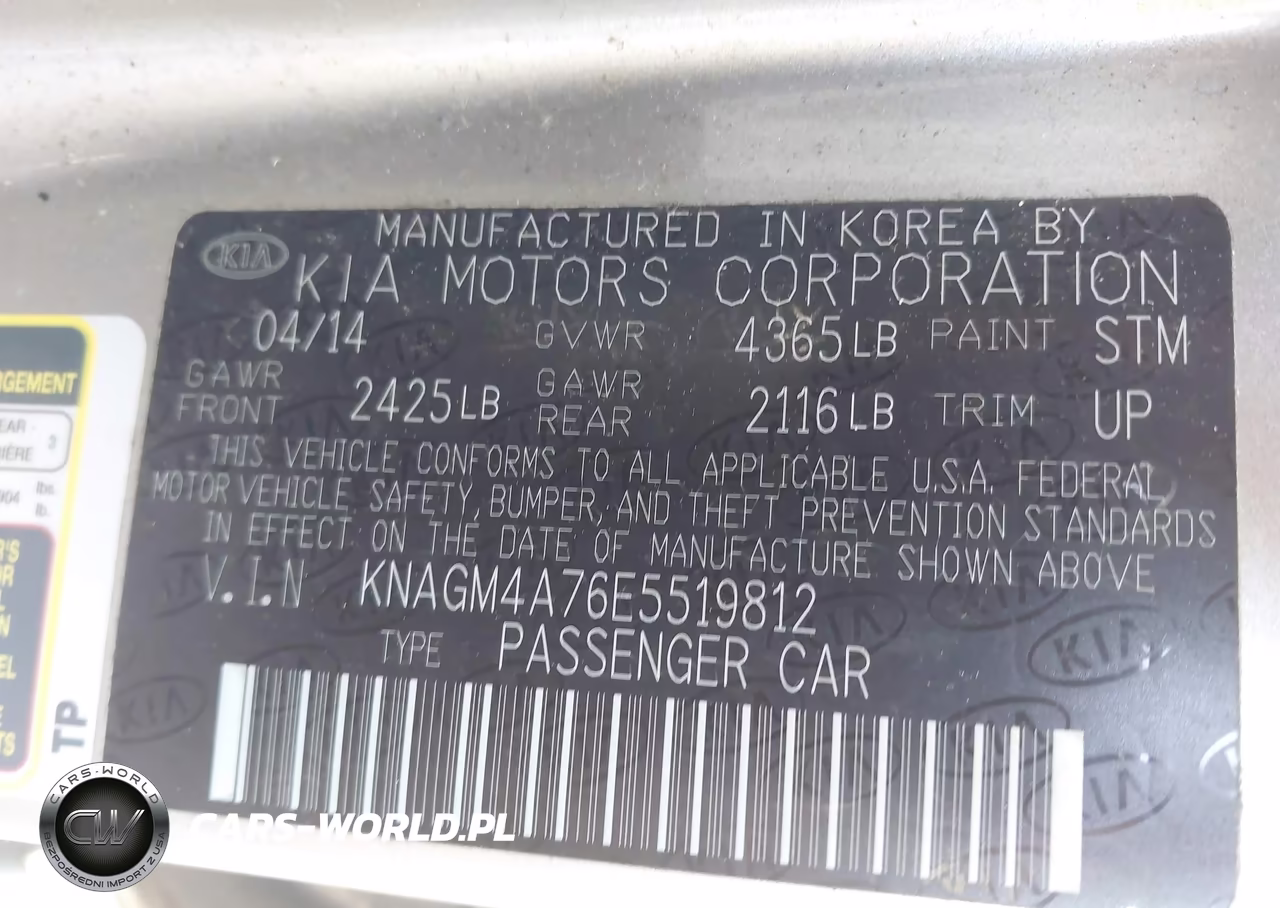 2014 Kia Optima Lx VIN:KNAGM4A76E5519812 - 9