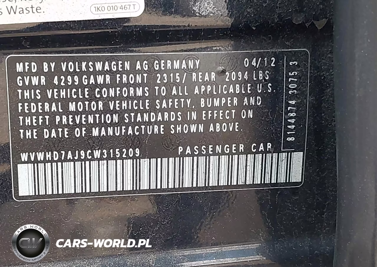2012 Volkswagen Gti 4-Door Autobahn VIN:WVWHD7AJ9CW315209 - 9
