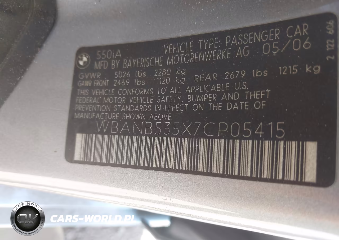 2007 BMW 550I VIN:WBANB535X7CP05415 - 9