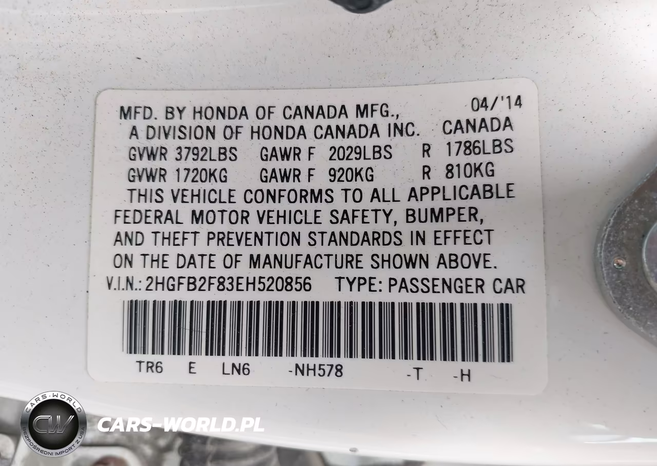 2014 Honda Civic Ex VIN:2HGFB2F83EH520856 - 9