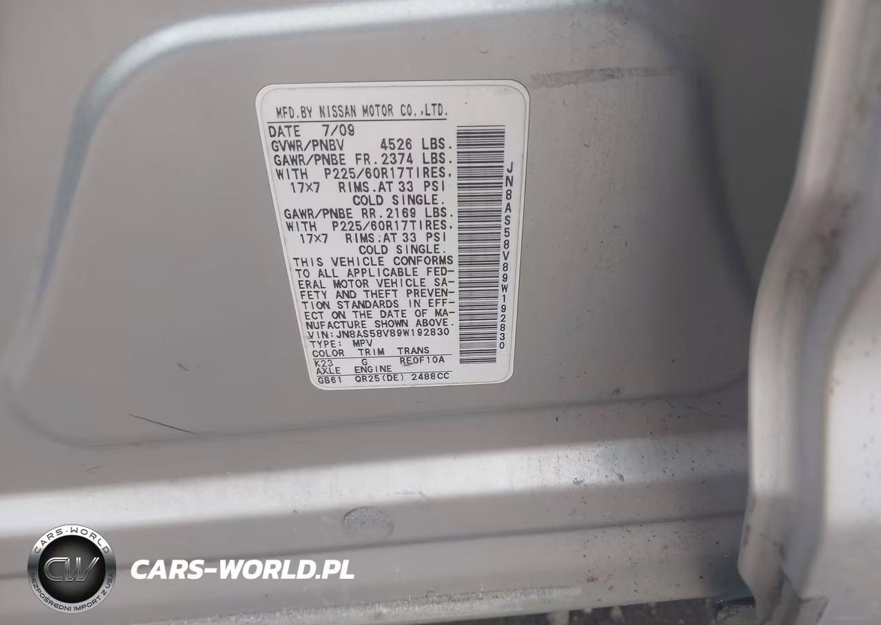 2009 Nissan Rogue Sl VIN:JN8AS58V89W192830 - 9