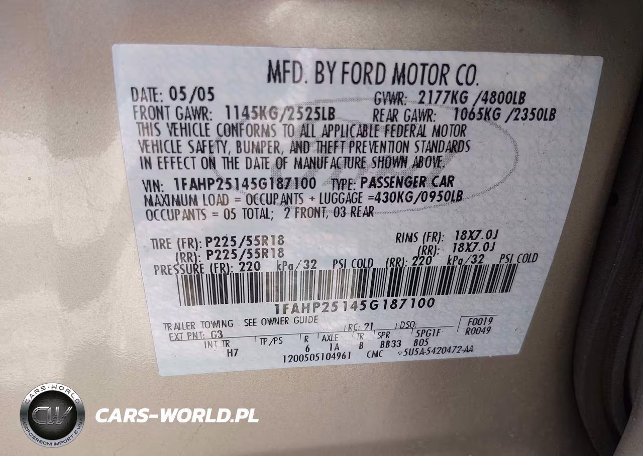 2005 Ford Five Hundred Limited VIN:1FAHP25145G187100 - 9