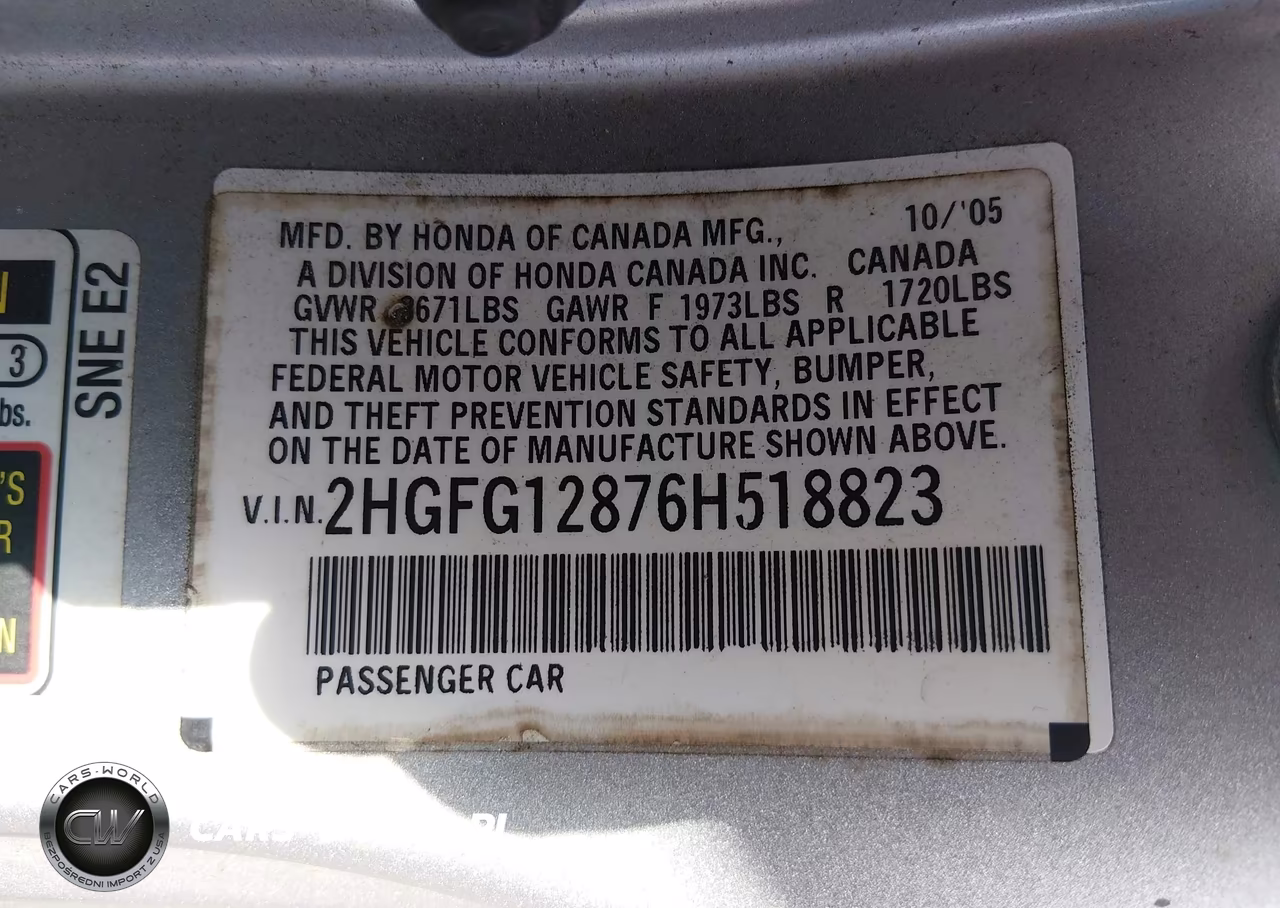 2006 Honda Civic Ex VIN:2HGFG12876H518823 - 9