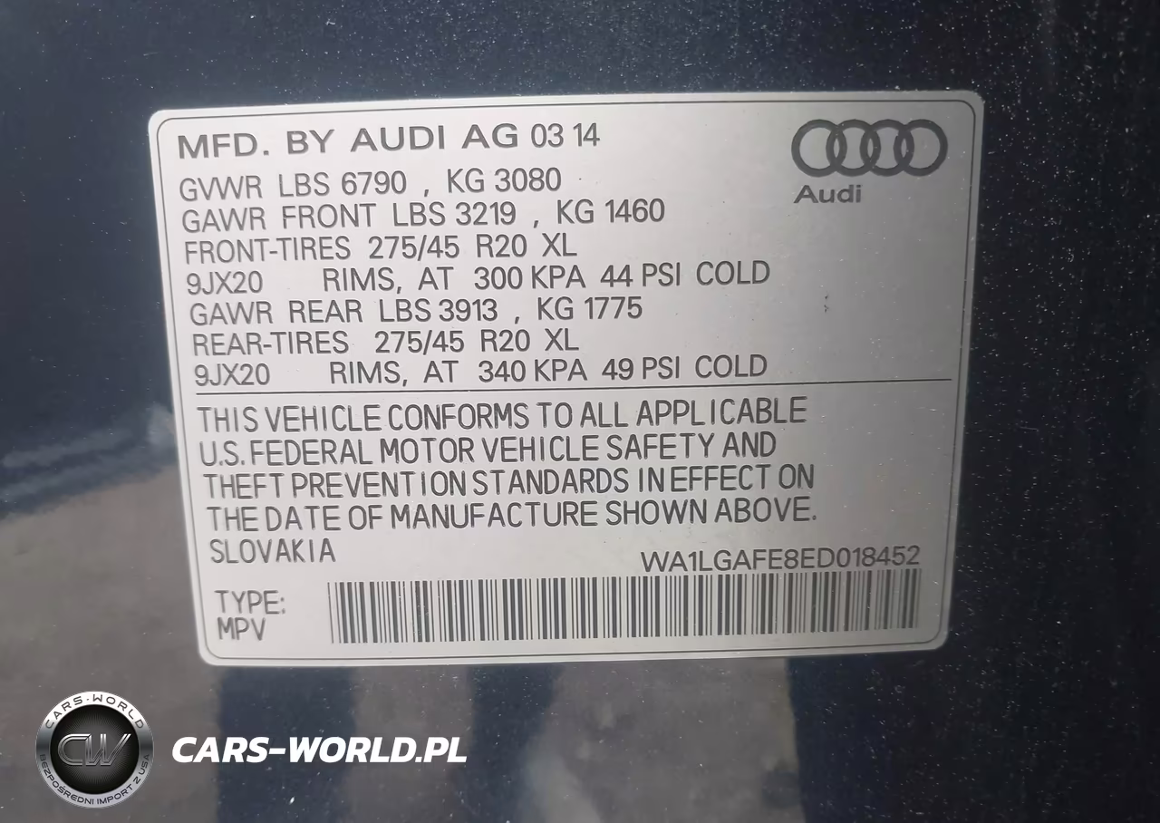 2014 Audi Q7 3.0T Premium VIN:WA1LGAFE8ED018452 - 9