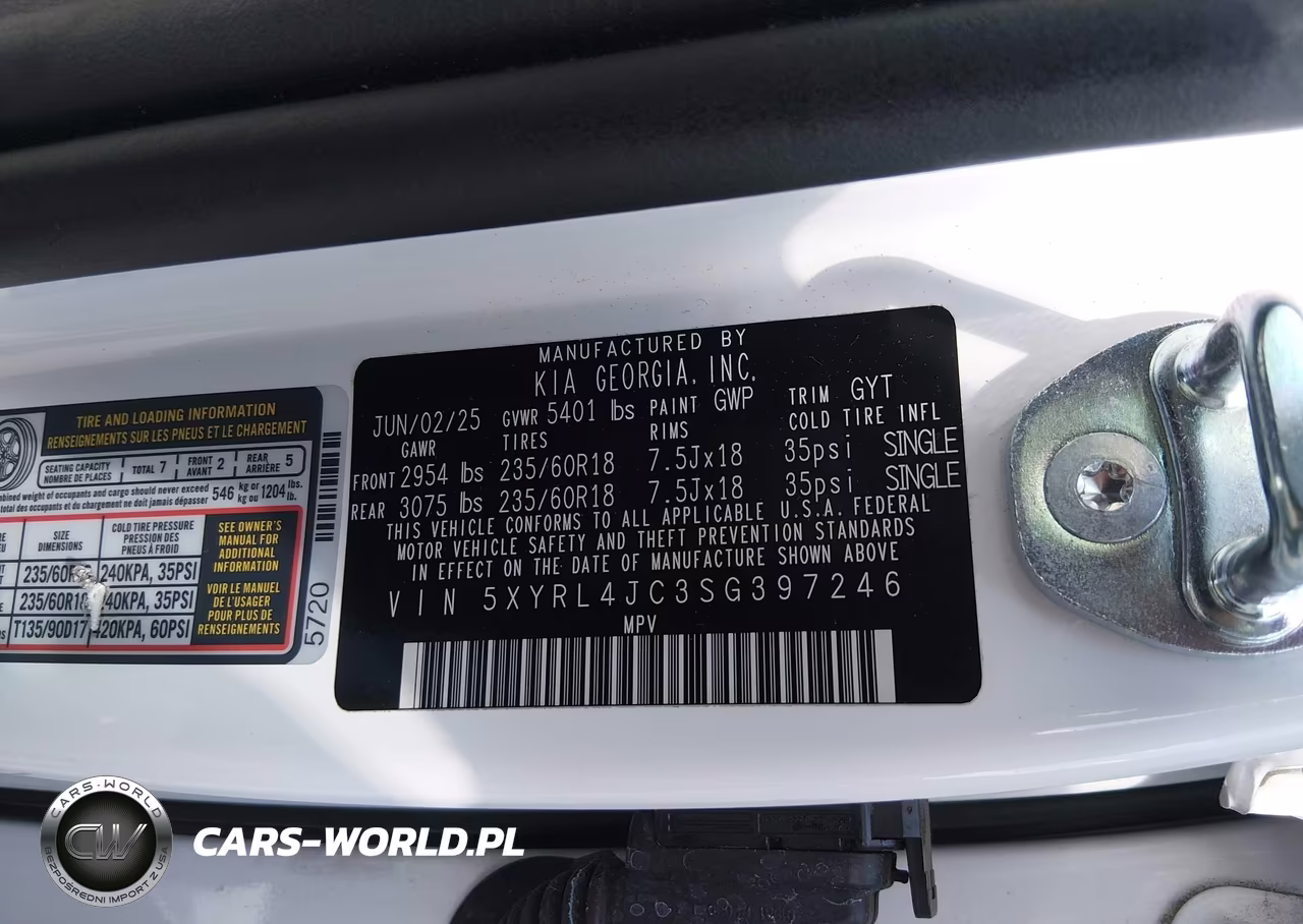 2025 Kia Sorento S VIN:5XYRL4JC3SG397246 - 9