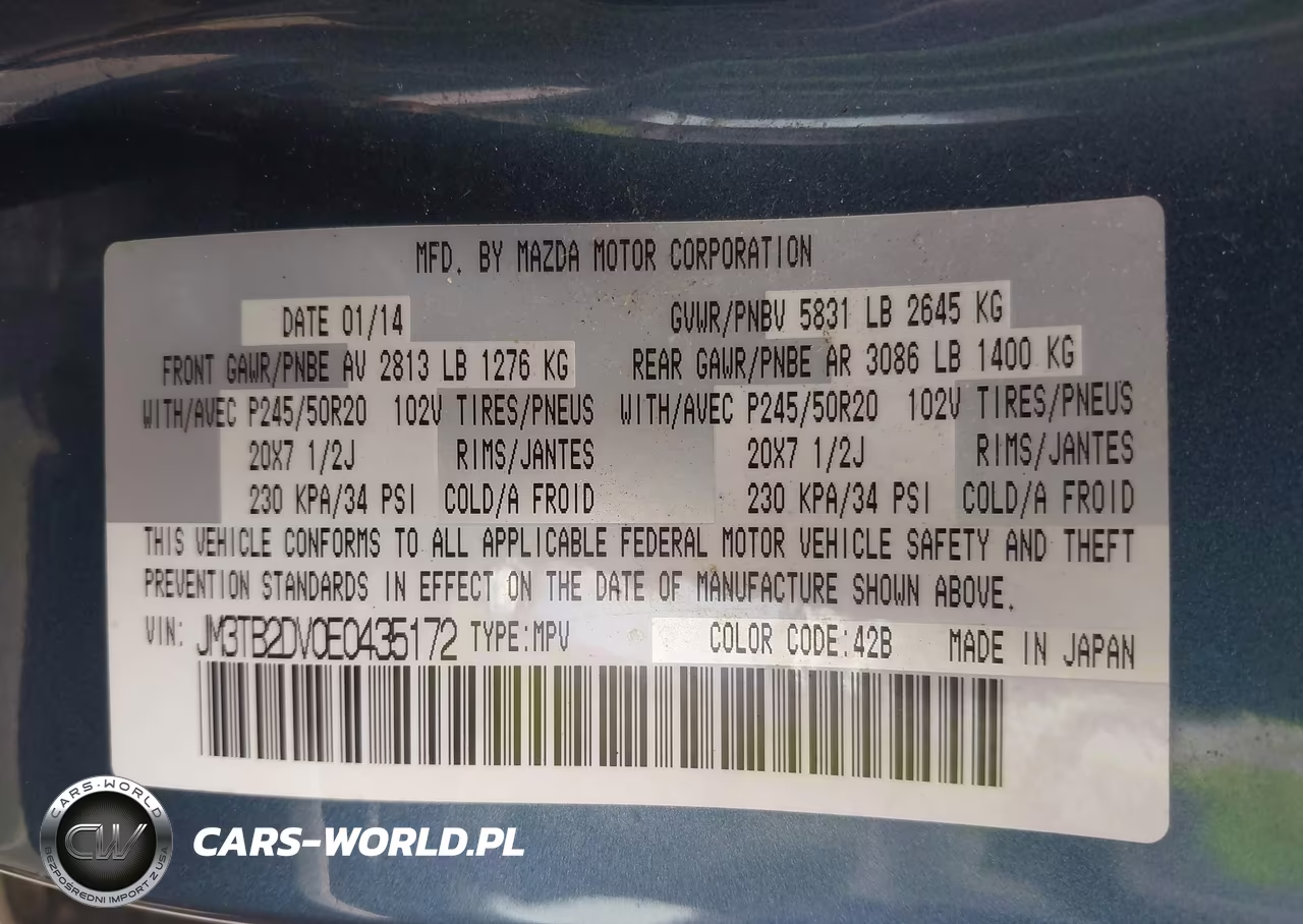 2014 Mazda Cx-9 Grand Touring VIN:JM3TB2DV0E0435172 - 9