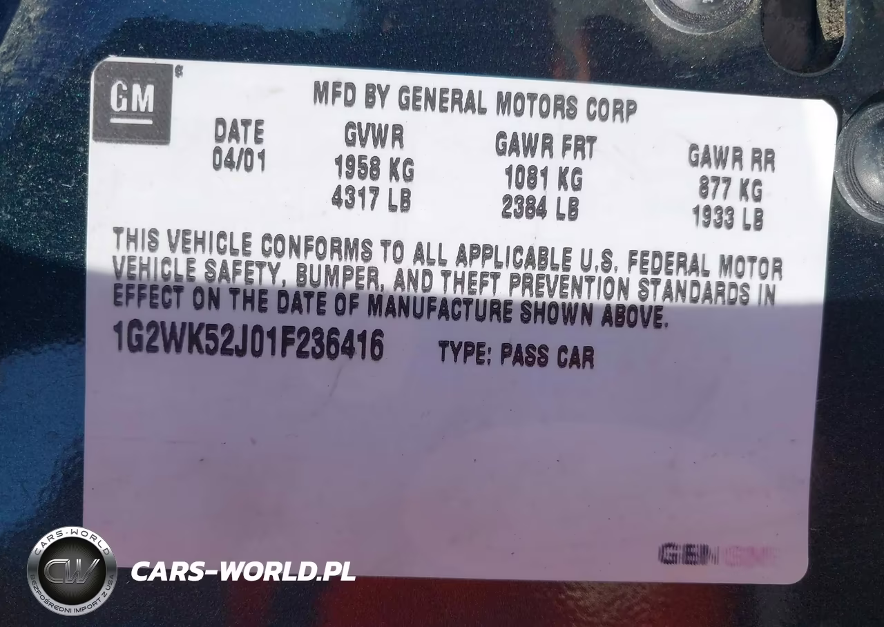 2001 Pontiac Grand Prix Se VIN:1G2WK52J01F236416 - 9
