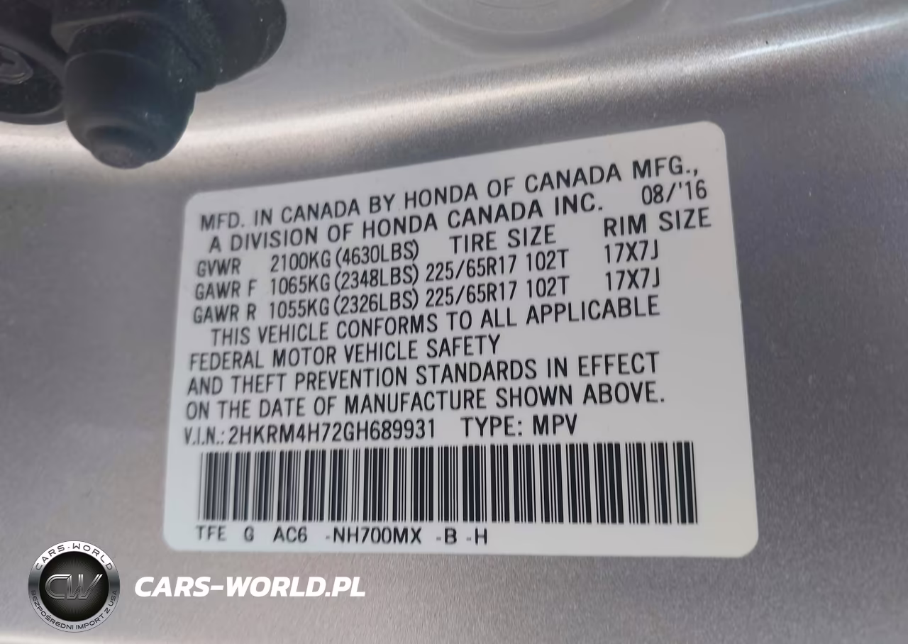 2016 Honda Cr-V Ex-L VIN:2HKRM4H72GH689931 - 9