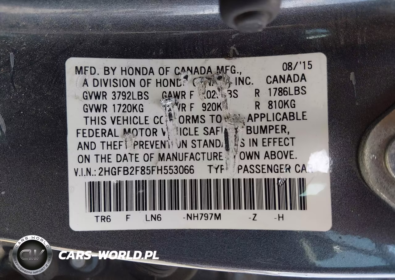 2015 Honda Civic Ex VIN:2HGFB2F85FH553066 - 9