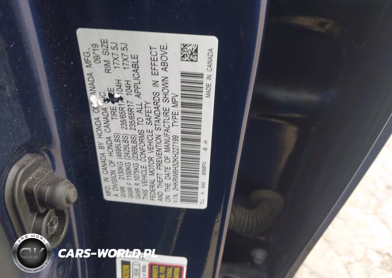 2019 Honda Cr-V Lx VIN:2HKRW6H32KH227199 - 9