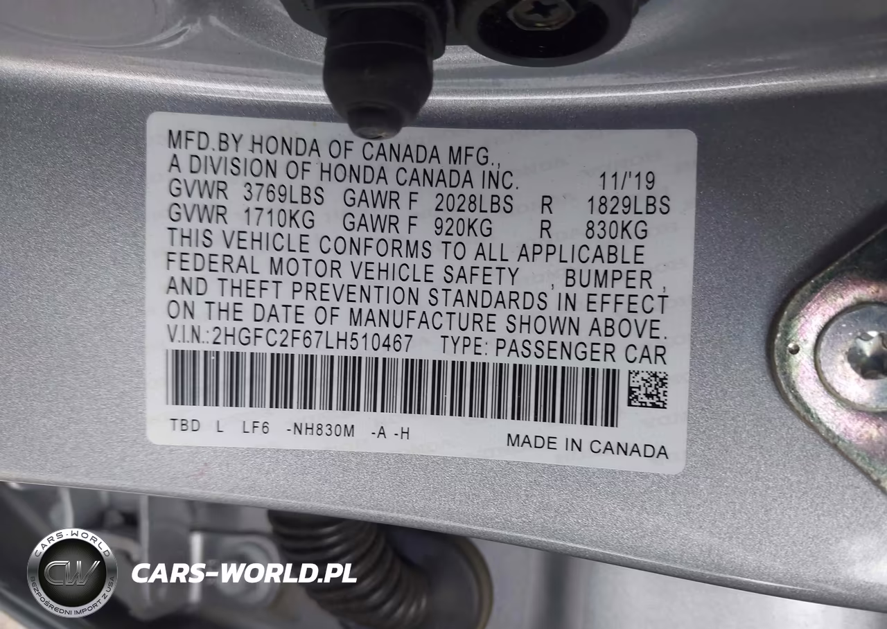2020 Honda Civic Lx VIN:2HGFC2F67LH510467 - 9