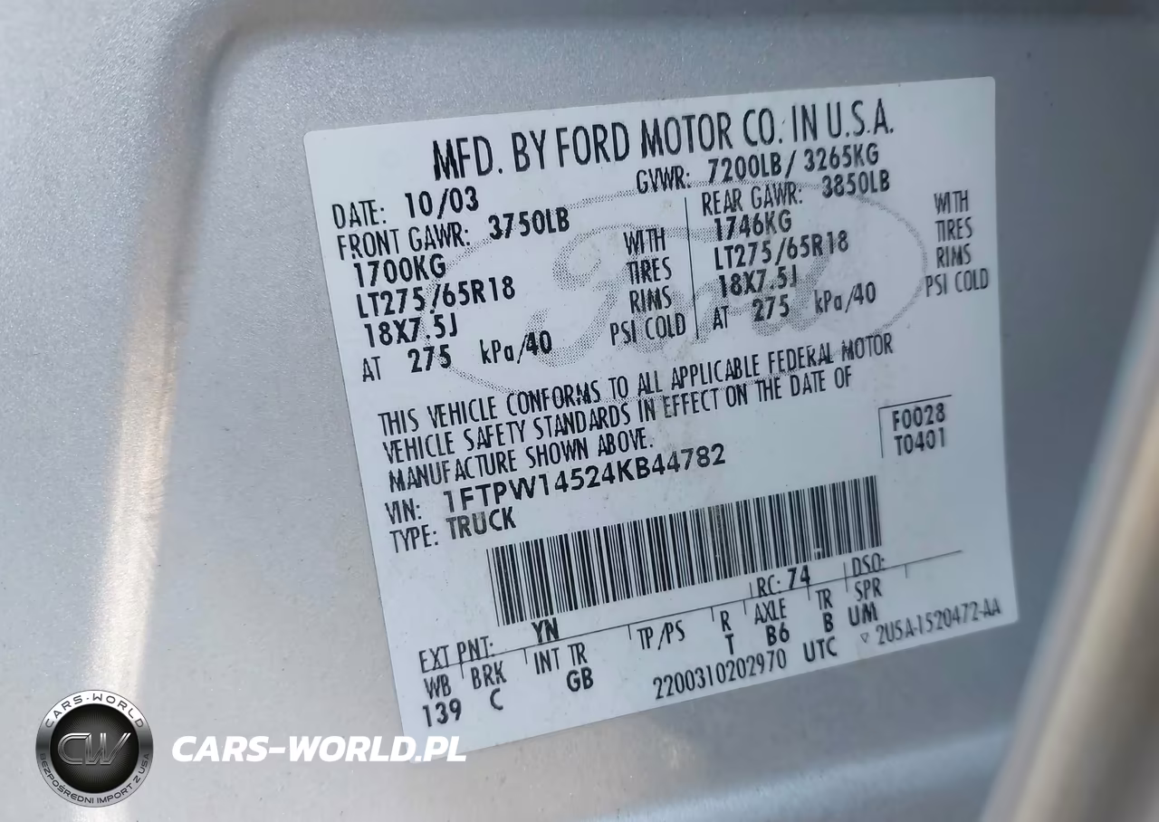 2004 Ford F-150 Fx4-Lariat-Xlt VIN:1FTPW14524KB44782 - 9