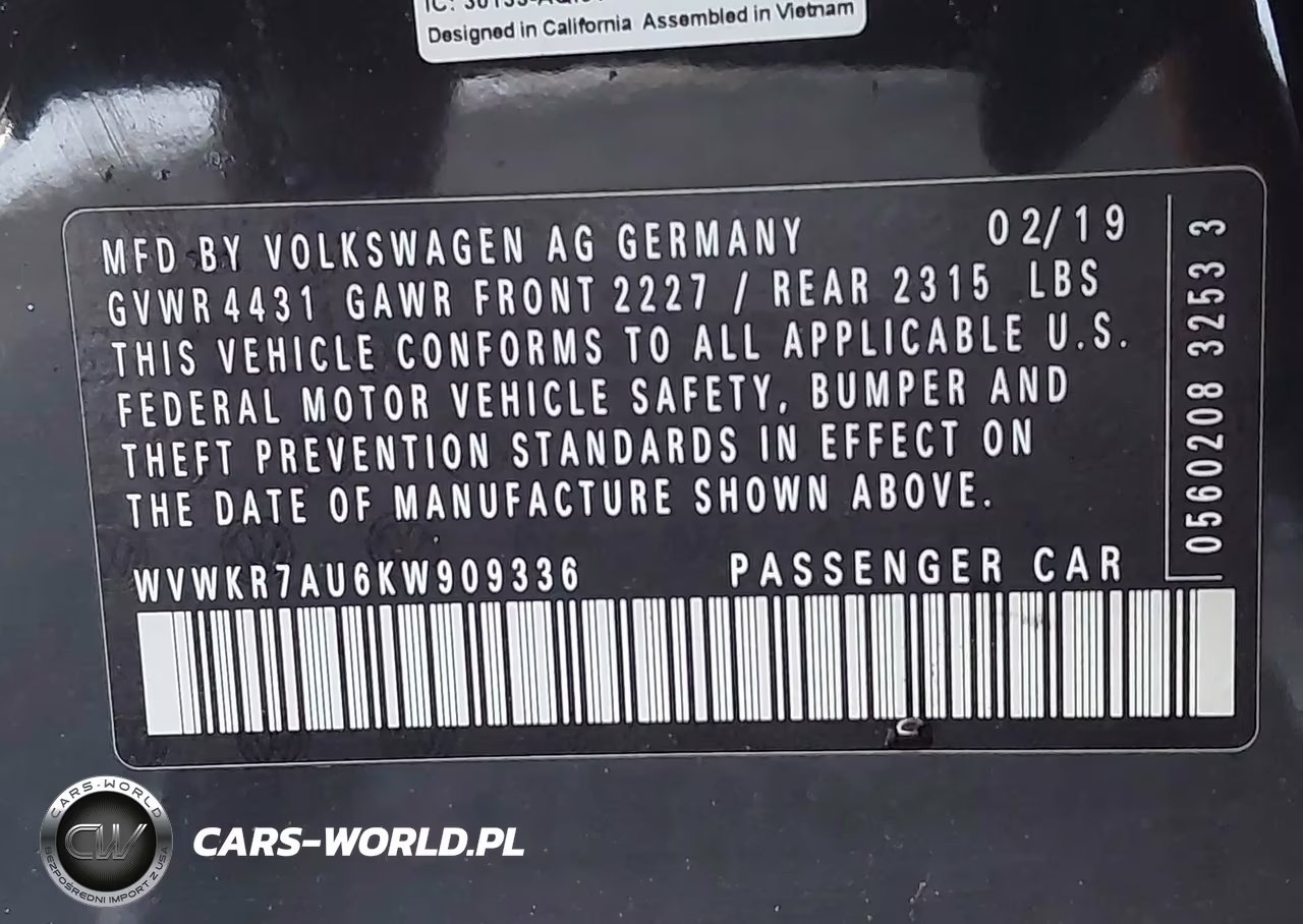 2019 Volkswagen E-Golf Se VIN:WVWKR7AU6KW909336 - 9