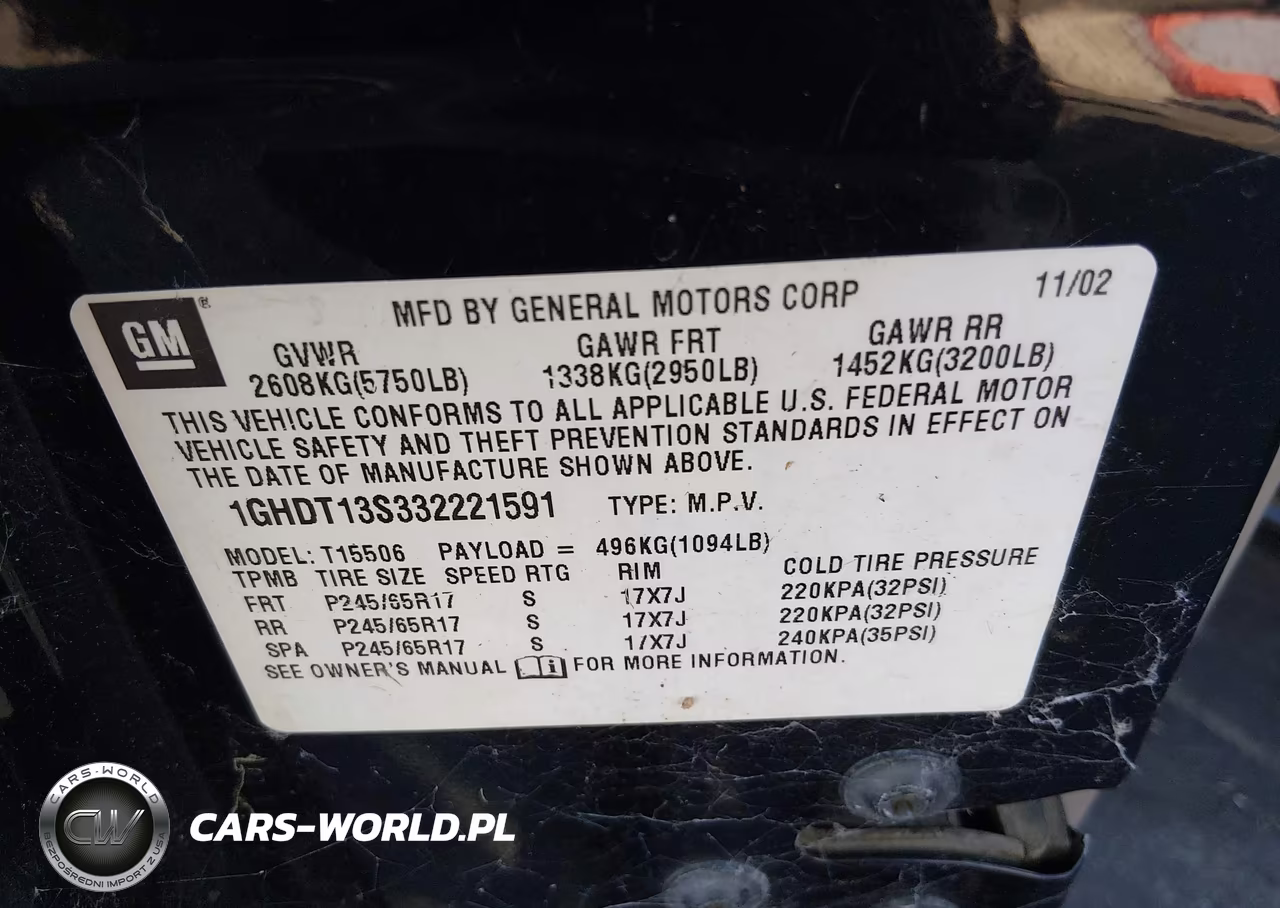 2003 Oldsmobile Bravada VIN:1GHDT13S332221591 - 9