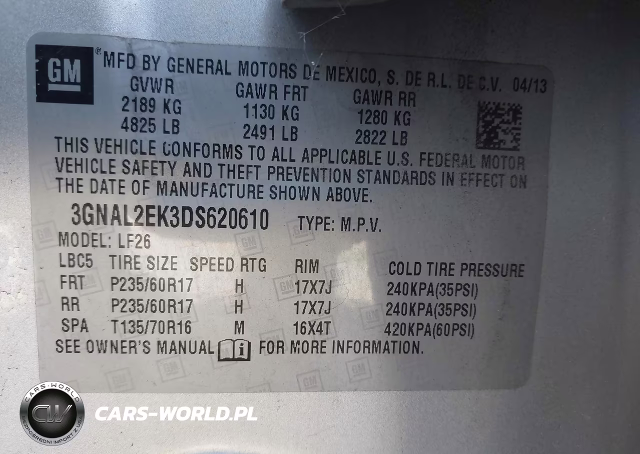 2013 Chevrolet Captiva Sport Fleet Ls VIN:3GNAL2EK3DS620610 - 9