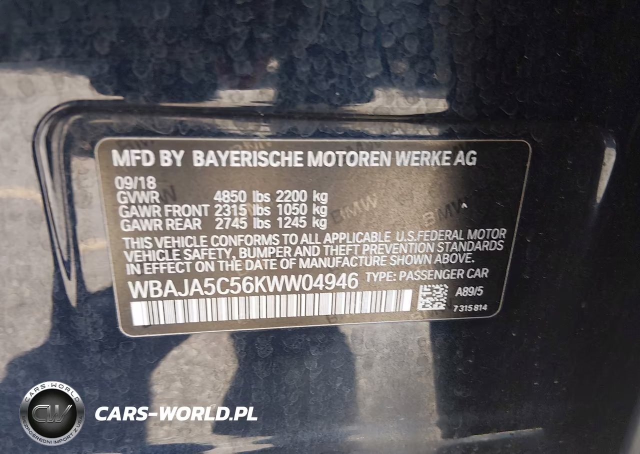 2019 BMW 530I VIN:WBAJA5C56KWW04946 - 9
