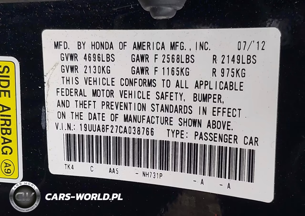 2012 Acura Tl 3.5 VIN:19UUA8F27CA038766 - 9