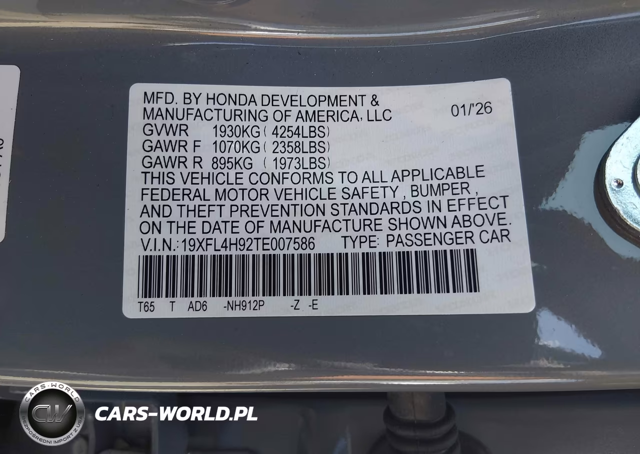 2026 Honda Civic Hybrid Sport Touring VIN:19XFL4H92TE007586 - 9