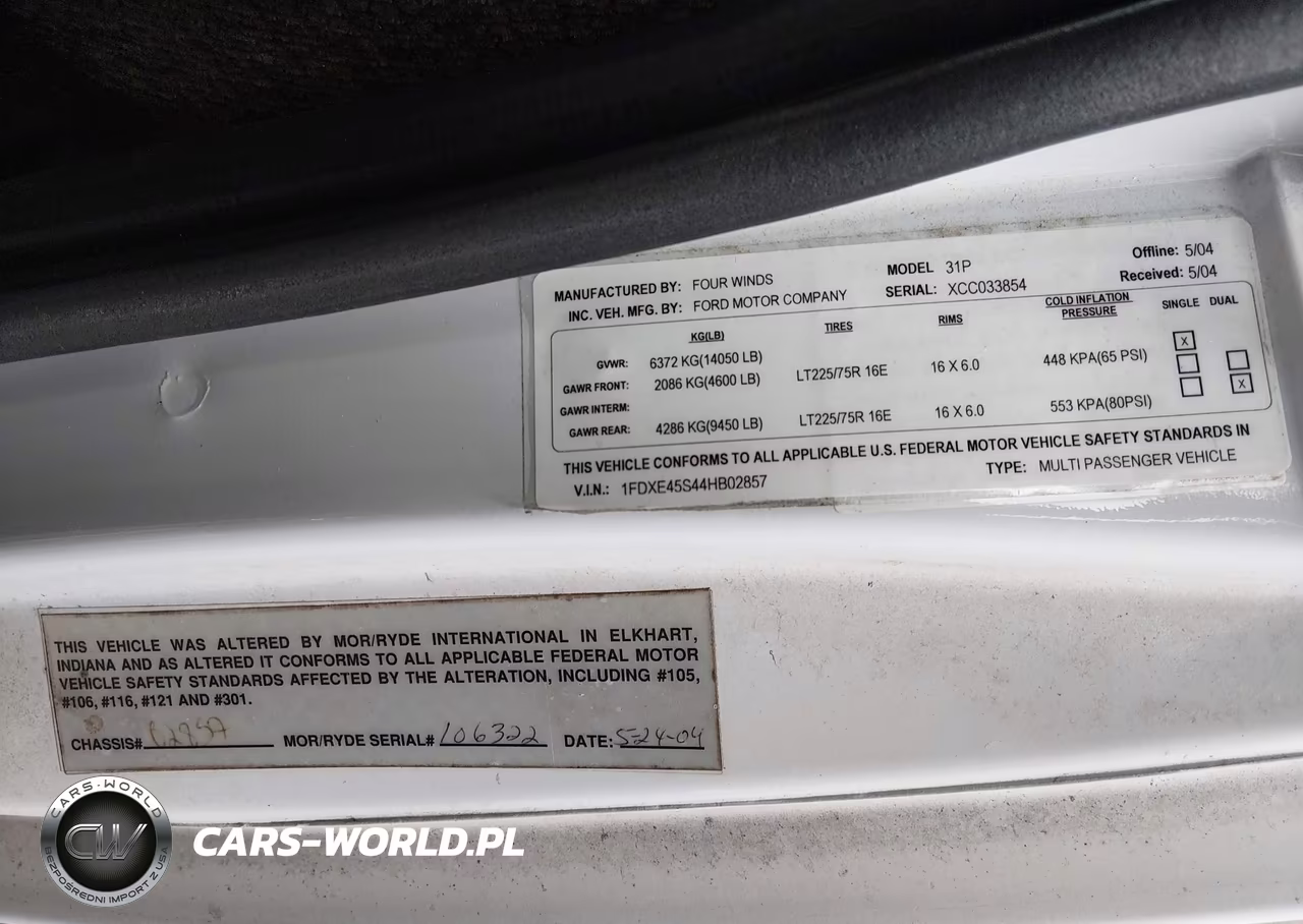 2004 Ford E-450 Cutaway Standard VIN:1FDXE45S44HB02857 - 17
