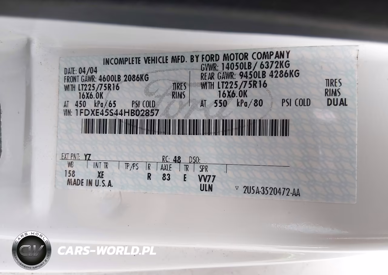 2004 Ford E-450 Cutaway Standard VIN:1FDXE45S44HB02857 - 9