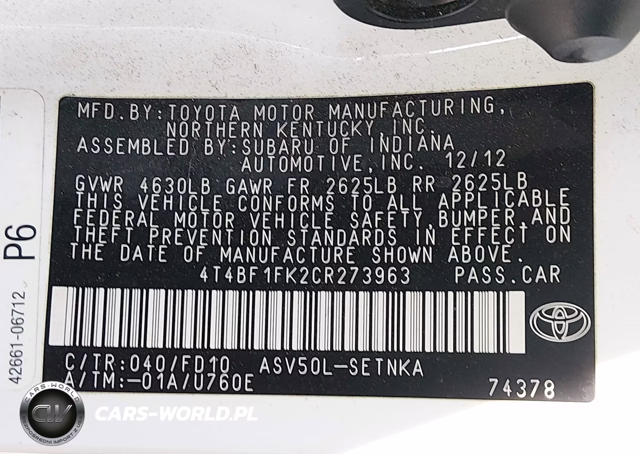 2012 Toyota Camry Le VIN:4T4BF1FK2CR273963 - 9