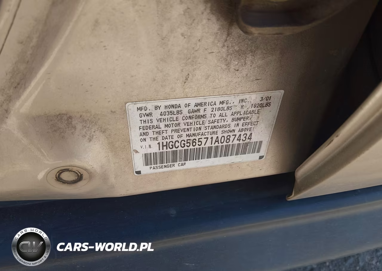 2001 Honda Accord 2.3 Lx VIN:1HGCG56571A087434 - 10