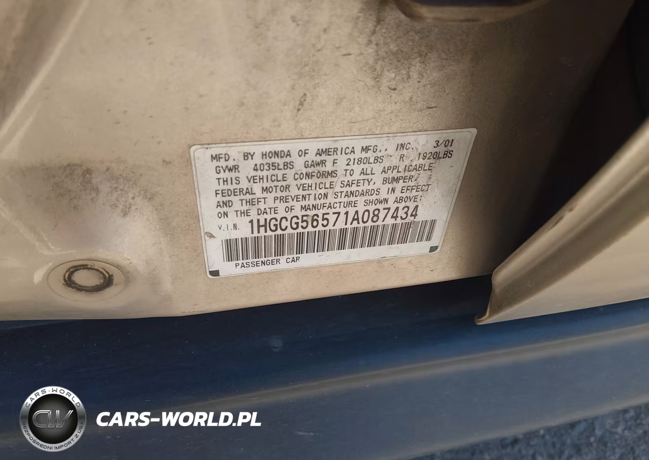 2001 Honda Accord 2.3 Lx VIN:1HGCG56571A087434 - 9