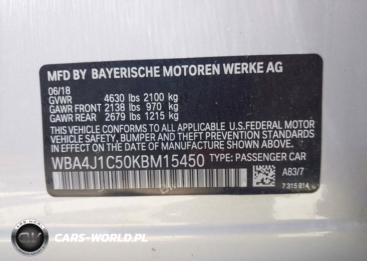 2019 BMW 430I Gran Coupe VIN:WBA4J1C50KBM15450 - 9