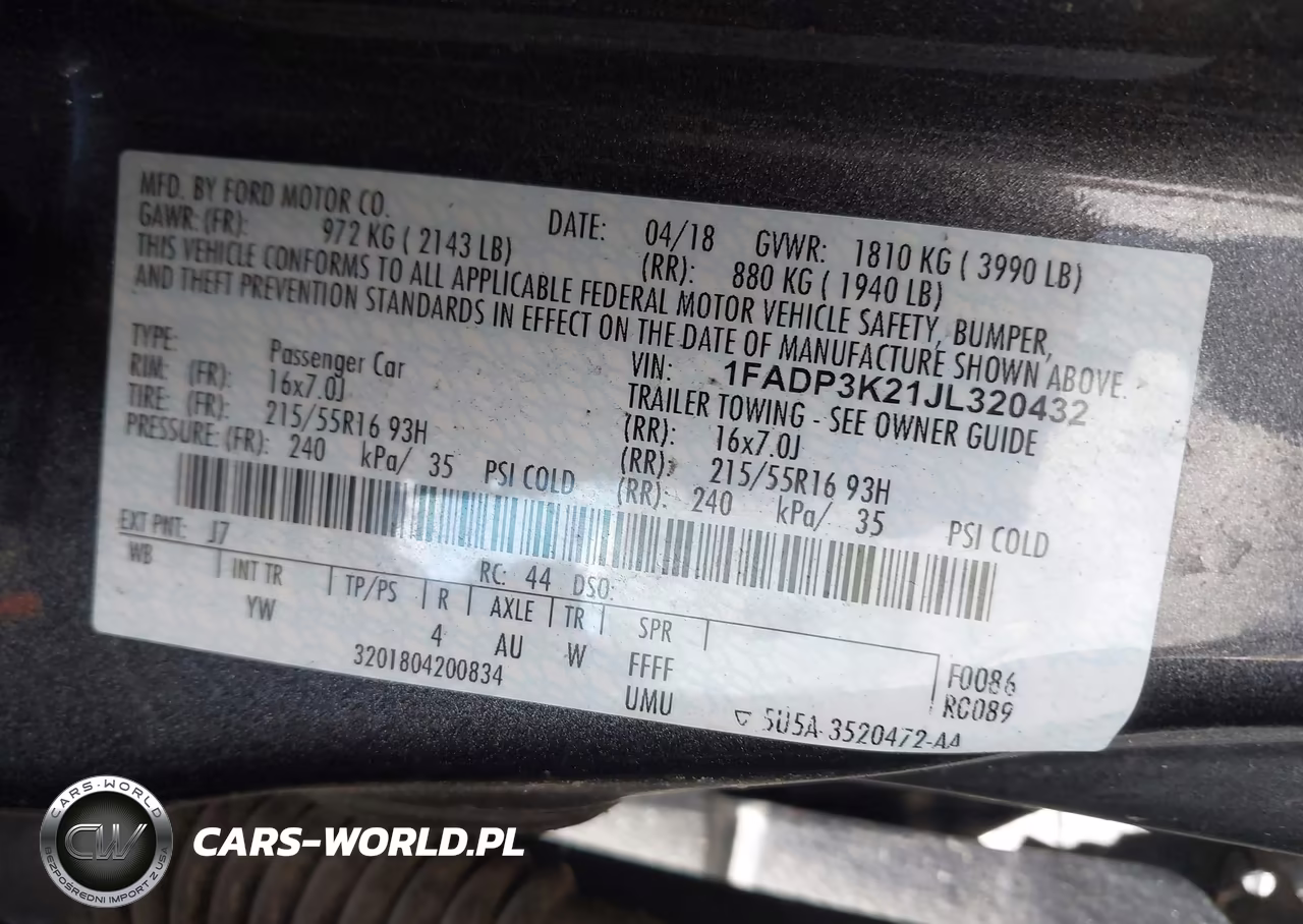 2018 Ford Focus Se VIN:1FADP3K21JL320432 - 9
