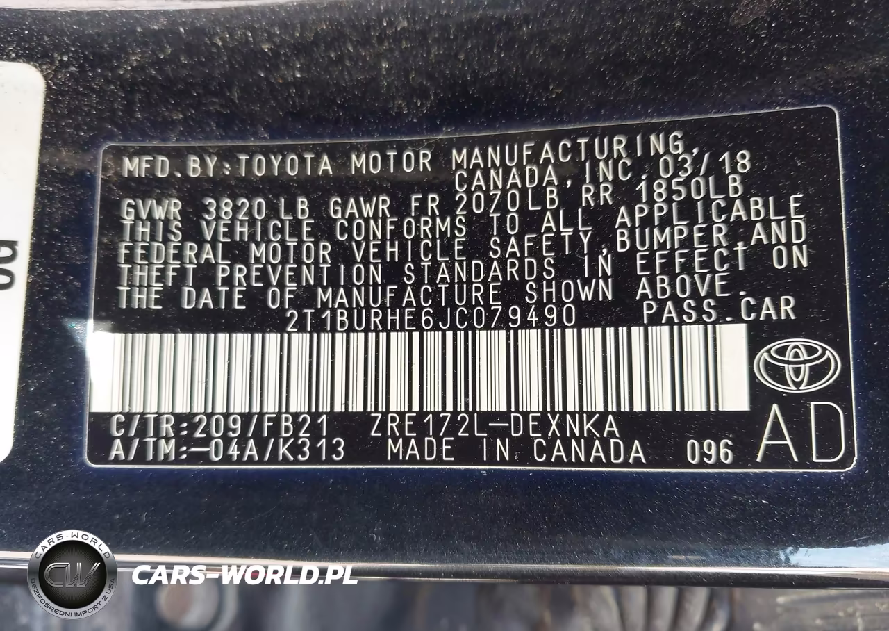 2018 Toyota Corolla Le VIN:2T1BURHE6JC079490 - 9