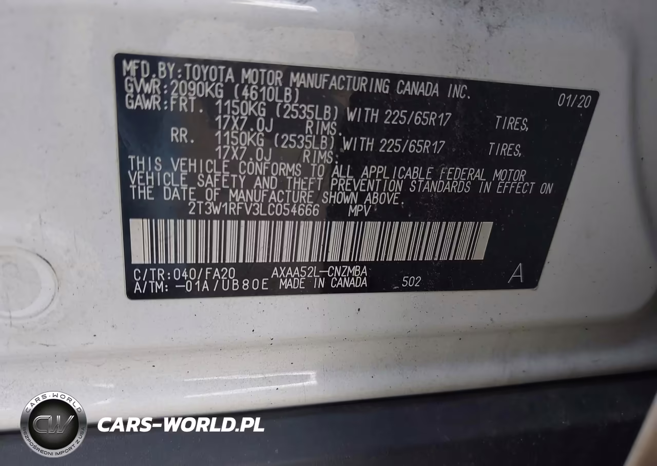 2020 Toyota Rav4 Xle VIN:2T3W1RFV3LC054666 - 9
