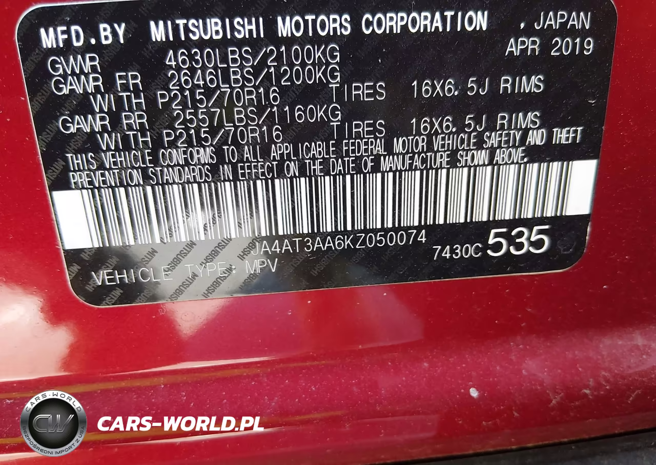 2019 Mitsubishi Eclipse Cross Es VIN:JA4AT3AA6KZ050074 - 9
