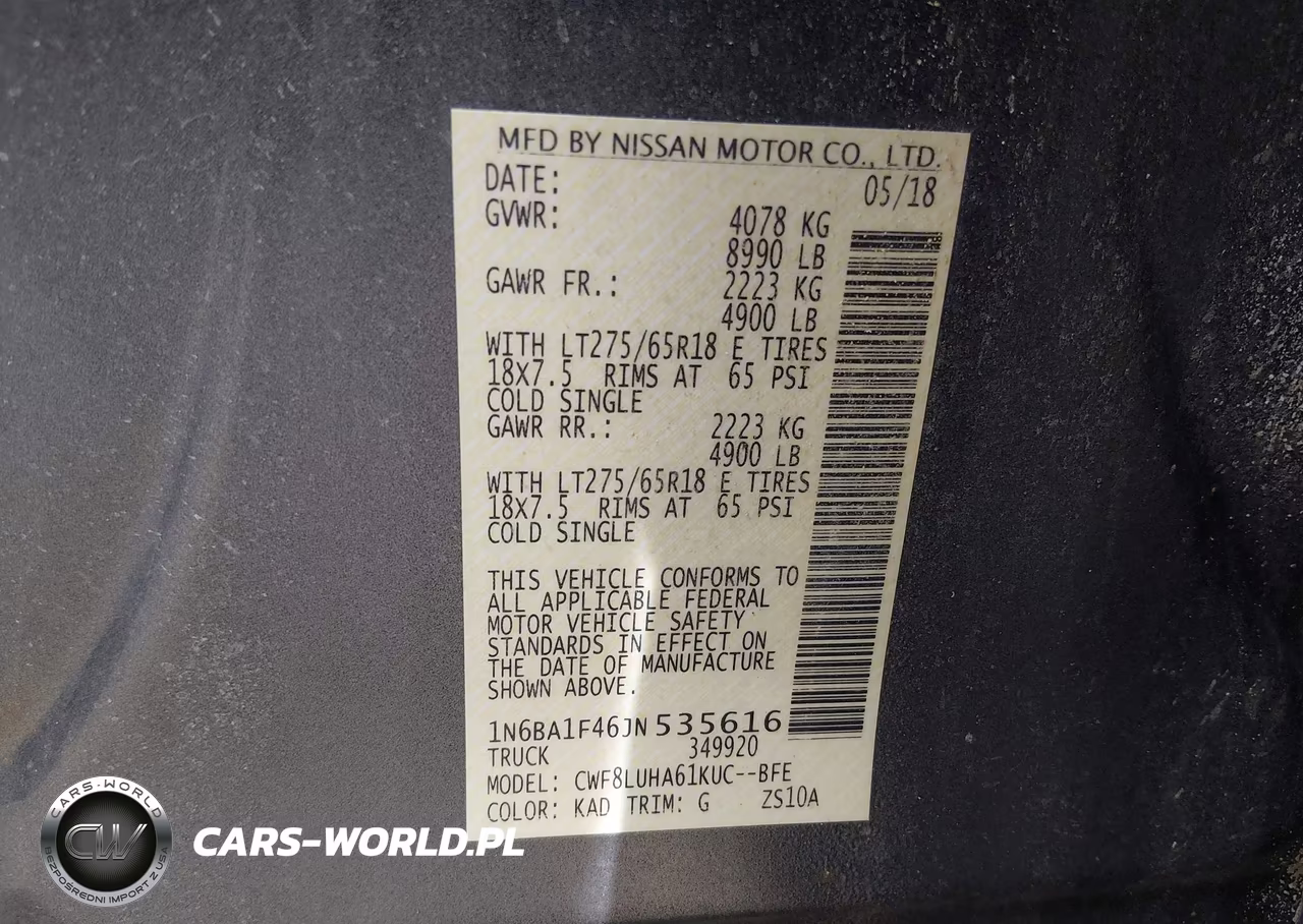2018 Nissan Titan Xd Pro-4X Diesel VIN:1N6BA1F46JN535616 - 9