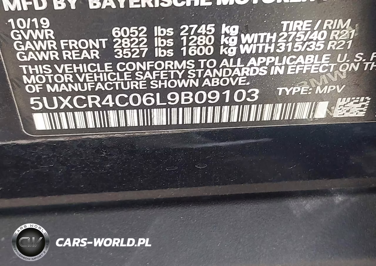 2020 BMW X5 Sdrive40I VIN:5UXCR4C06L9B09103 - 9